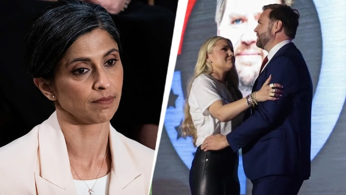 美國副總統范斯逼妻子烏莎(左)改信基督教風波延燒,美國保守派陣營也不支持。   圖:翻攝自X