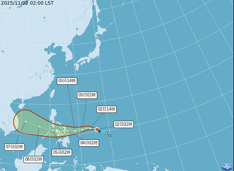 今年第25號颱風「海鷗」（Kalmaegi）生成，氣象署研判對台灣無直接影響。   圖/氣象署