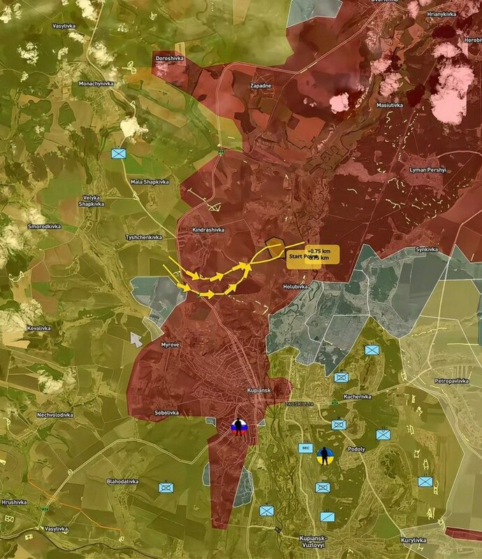 俄軍在庫皮揚斯克跨越奧斯基爾河（Oskil River）的行動極為困難。烏克蘭無人機操作員在該地區高頻活動，使得俄軍增援部隊在抵達市區前損失慘重。   圖:翻攝自X帳號@TTheBattlefield