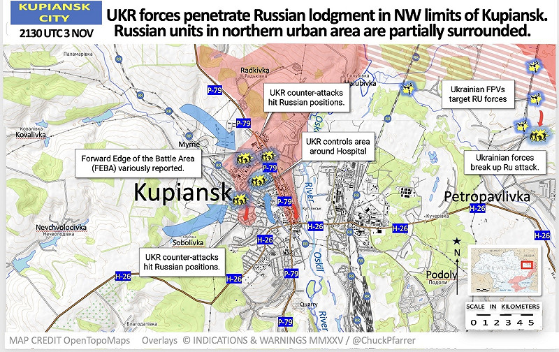 來自另一帳號的戰線圖。圖：翻攝自 X《Chuck Pfarrer | Indications & Warnings》