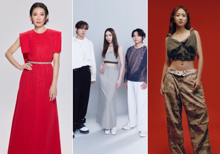 戴佩妮(左起)、告五人、9m88等熱門歌手演唱電影入圍歌曲，以獨特嗓音詮釋電影的情感層次。   圖：翻攝自金馬獎FB