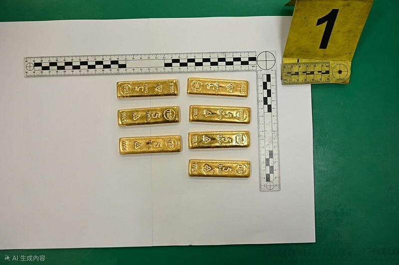 民眾5日在苗栗市貓裏山公園發現7條黃金及大批現鈔，價值高達新台幣500餘萬元，警方從銀樓保單追查出失主。（警方提供）中央社記者管瑞平傳真　114年11月5日   