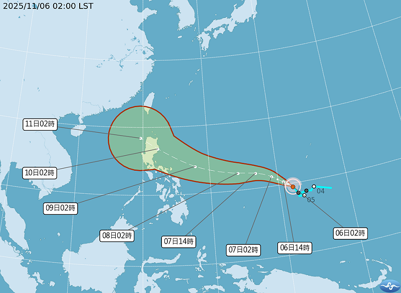 氣象署發布最新鳳凰颱風路徑潛勢預報圖。   圖：氣象署提供