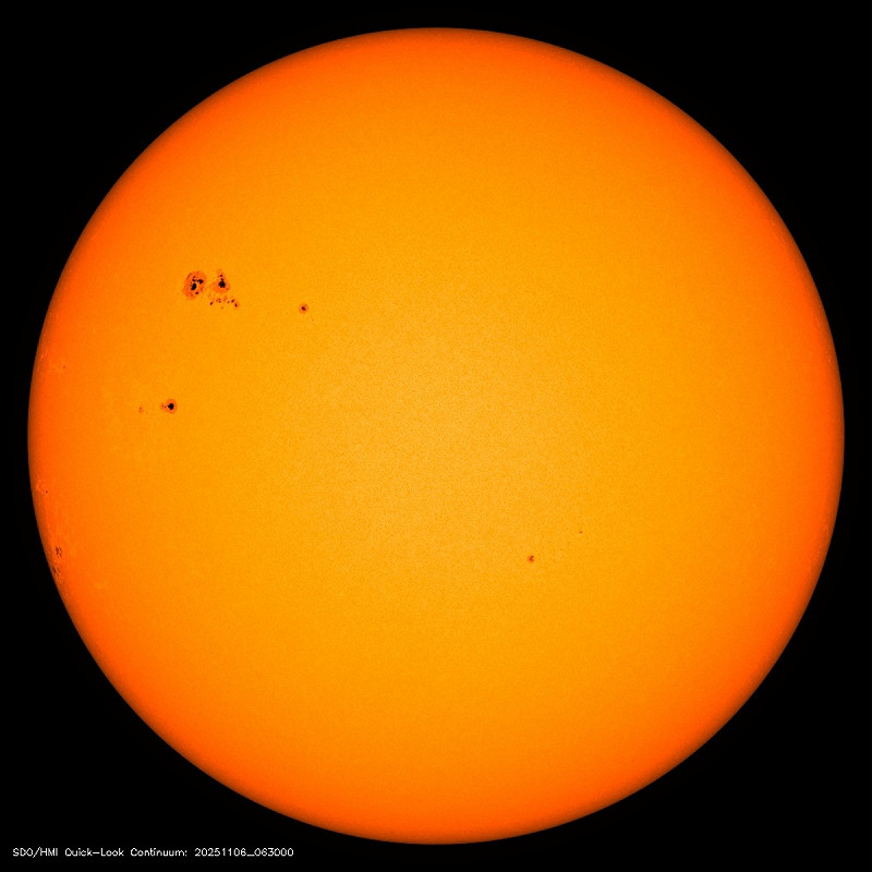 氣象署發布太空天氣警示訊息，受到太陽表面活躍區(AR4274)於5日發生顯著的日冕物質拋射事件(CME)，預期於11月7日清晨通過近地太空環境。   圖：取自太空天氣作業辦公室