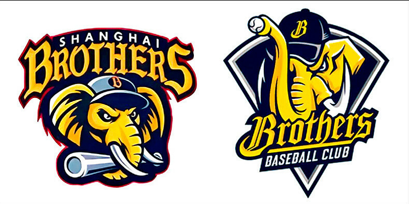 上海兄弟」隊徽（左）與「中信兄弟」神似。   圖：擷自網路