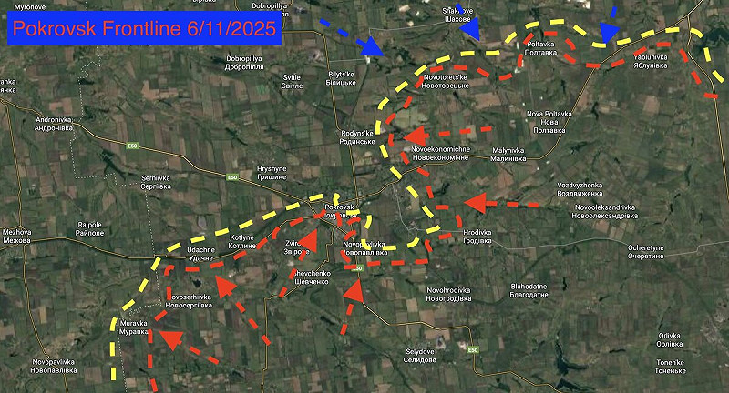 俄軍已集中其最精銳的旅級部隊，試圖將烏克蘭軍隊逐出戰略要地波克羅夫斯克。   圖:翻攝自X帳號@WarMonitor3