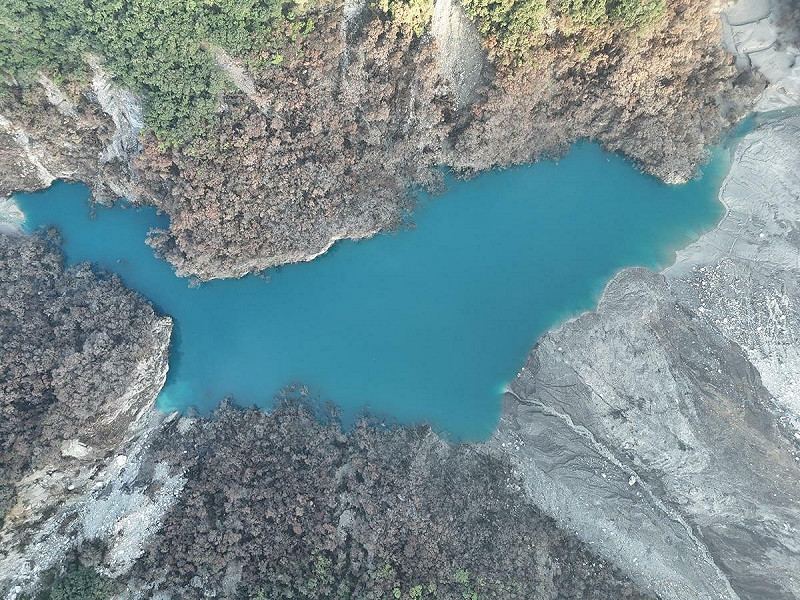 馬太鞍溪堰塞湖現況。   圖：林業及自然保育署花蓮分署/提供