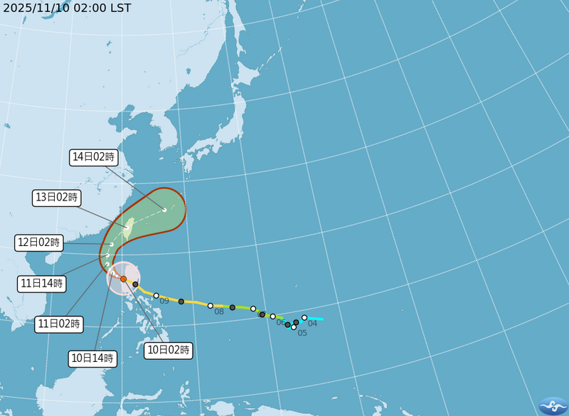 中度颱風「鳳凰」轉彎朝台灣而來。   圖：氣象署提供