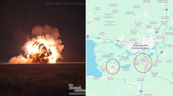 在羅斯托夫(Rostov)以南的巴塔伊斯克(Bataisk)及亞速海沿岸地區,也記錄到兩起強烈爆炸。 圖:翻攝自X帳號@raging545(新頭殼合成) 在羅斯托夫(Rostov)以南的巴塔伊斯克(Bataisk)及亞速海沿岸地區,也記錄到兩起強烈爆炸。 圖:翻攝自X帳號@raging545(新頭殼合成)