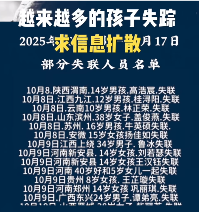 近年中國失蹤人口激增，聽說10月份僅22天就有破百人失蹤但都找不到。   圖：翻攝自YouTube
