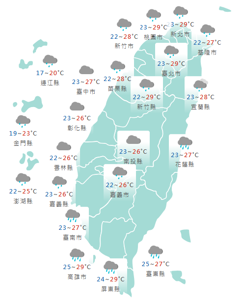 氣象署發布各地紫外線指數預報概況。   圖：氣象署提供