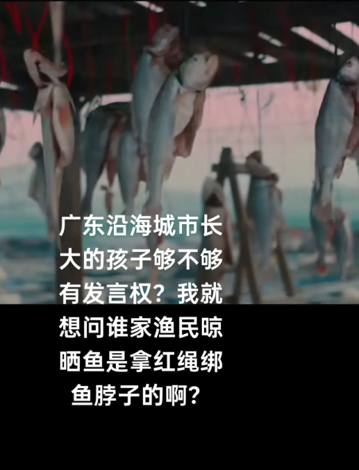 方勵參與編劇的電影《下一個颱風》，宣傳片中竟有許多被紅線吊著的魚，外界認為這是在暗示于朦朧、挑釁粉絲。   圖：翻攝自抖音