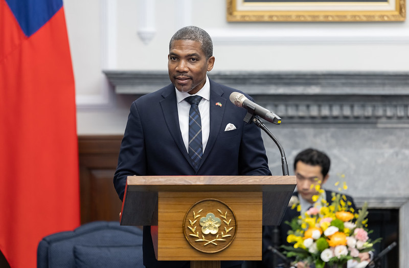  聖克里斯多福及尼維斯聯邦總理德魯（Terrance Drew） 圖：總統府提供 