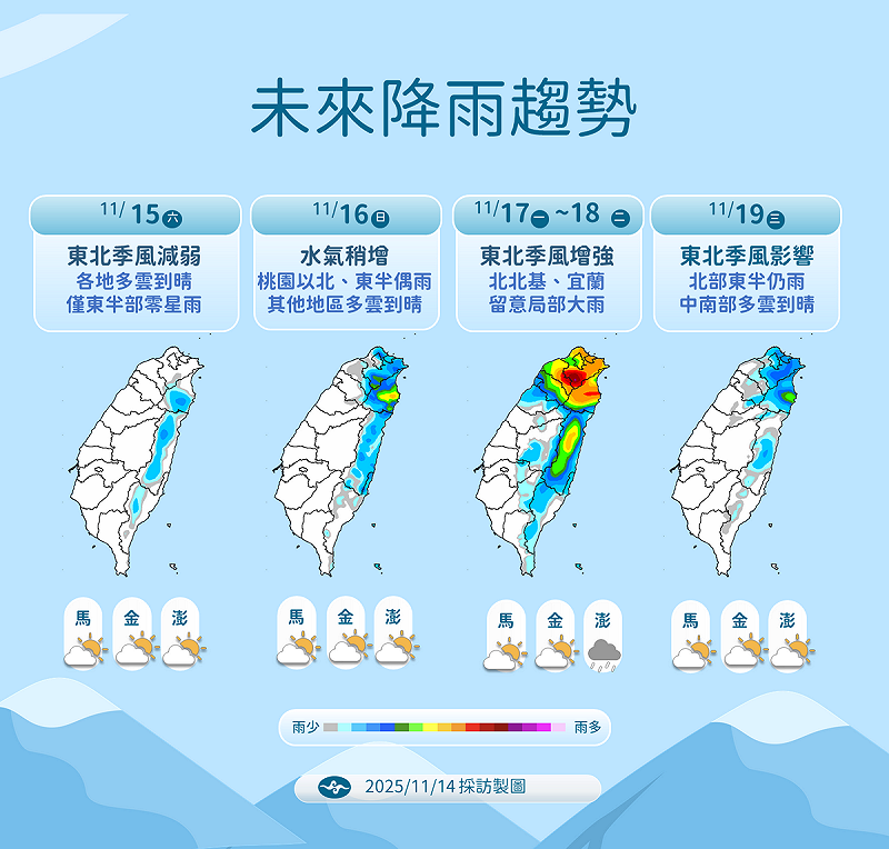 未來降雨趨勢。   圖：氣象署／提供