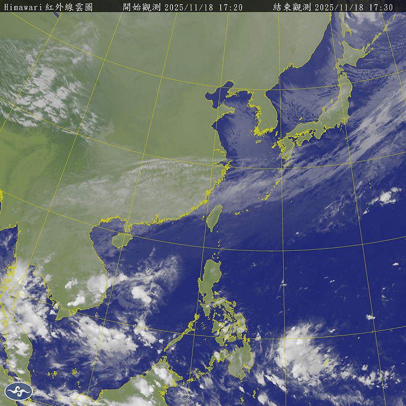 受到東北季風持續增強影響，今晚北台灣低溫下探16度，中南部、花東約17度，明天至20日清晨是低溫最明顯的時候，中部以北、宜蘭15至16度。   圖：取自氣象署