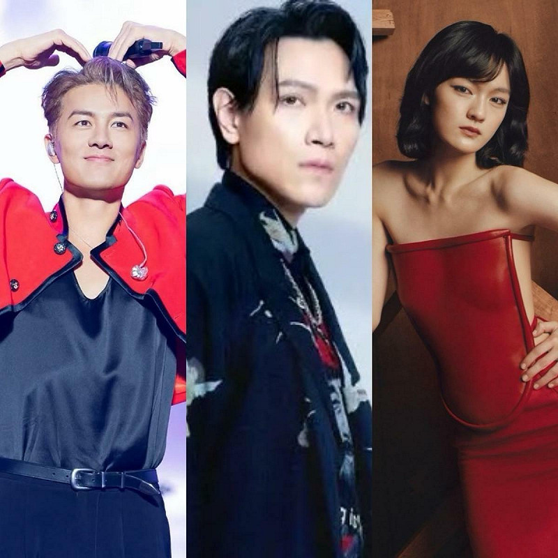 吳克群(左起)、楊宗緯、文淇被發現跟進轉發央視的反日貼文。   圖：翻攝自微博