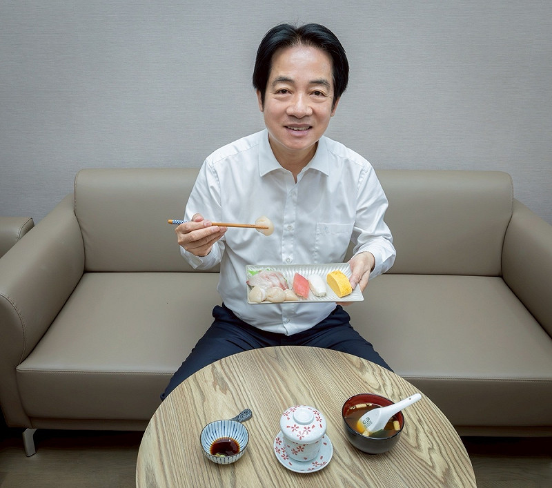  賴清德今天的午餐是壽司還有味噌湯。 圖：總統府提供 