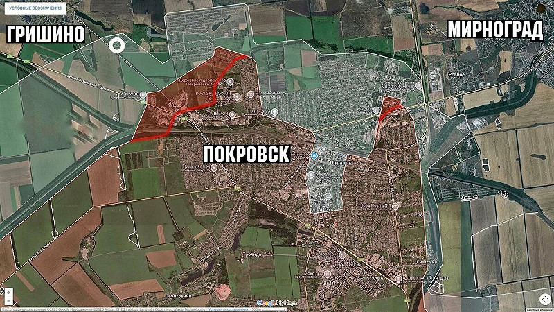 俄羅斯軍隊已推進至靠近迪納索韋定居點的住宅區，烏克蘭軍隊已發動三次局部反擊，消滅數十名俄羅斯士兵。 圖翻攝自 X @NSTRIKE01