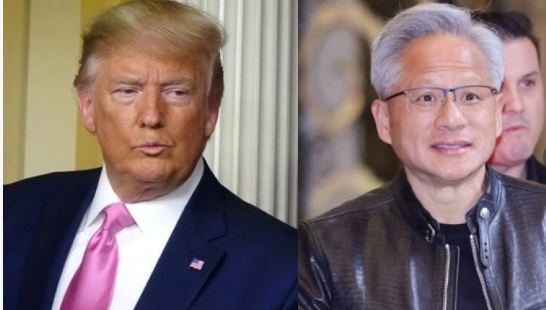 美國總統川普(左)與輝達CEO黃仁勳。   圖 : 資料照片