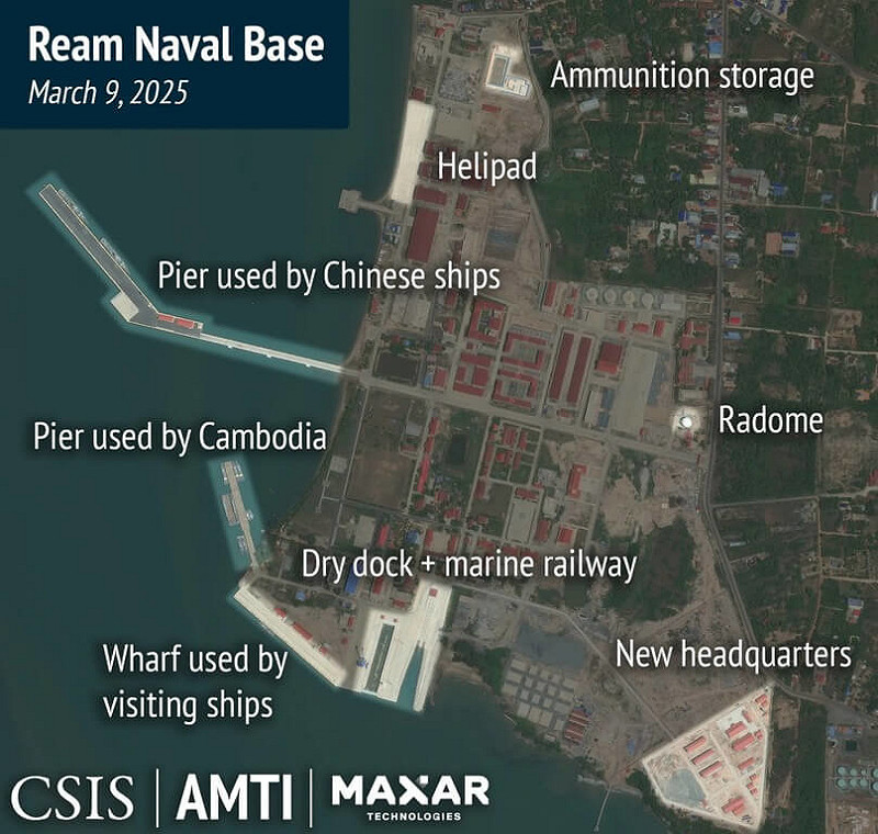 中國「一帶一路」在柬埔寨獲得回應，最新雲壤海軍基地與正興建的湄公河德崇扶南運河都有中國出資。柬國需外力協助基礎建設，中國則想增加南海影響力。學者指出，中國在不同水域導致的衝突，都有同一目標，即確保其霸權地位   圖：布蘭丁提供