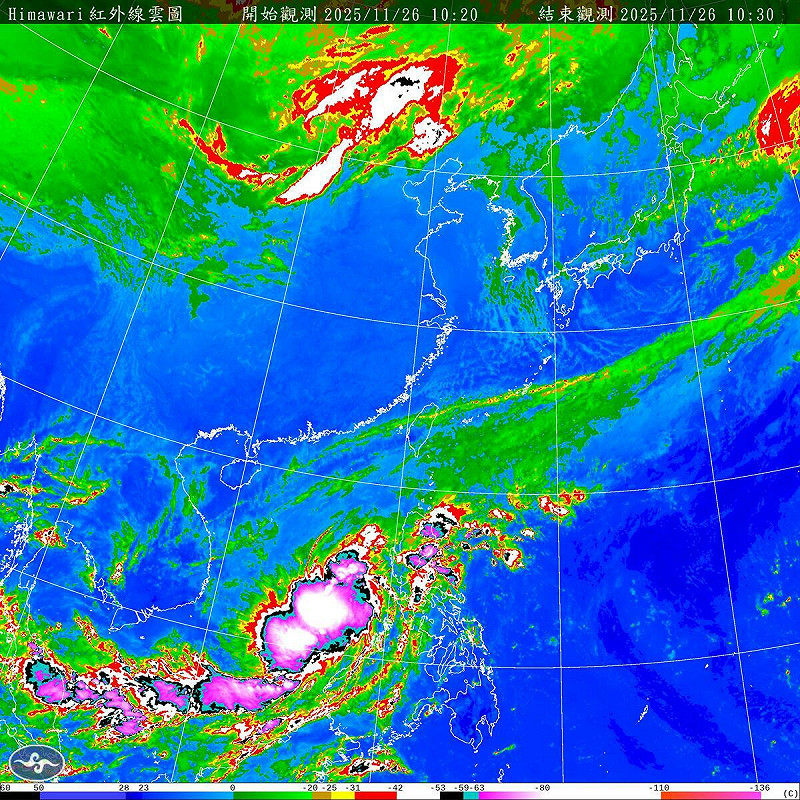 今(26)日東北季風稍微減弱，各地晴時多雲，但明(27)日會有另一東北季風增強，將會明顯降溫。   圖：取自氣象署