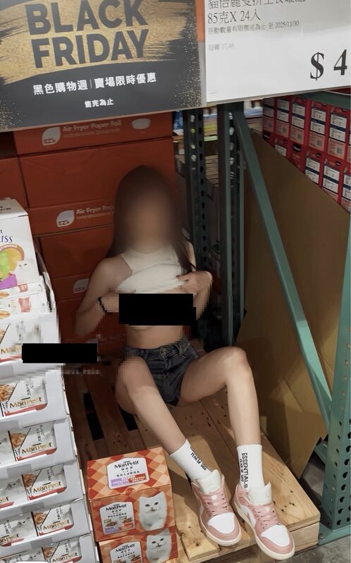 網黃在好市多拍攝上空照引熱議，前鎮分局將主動介入調查。   圖：翻攝自X