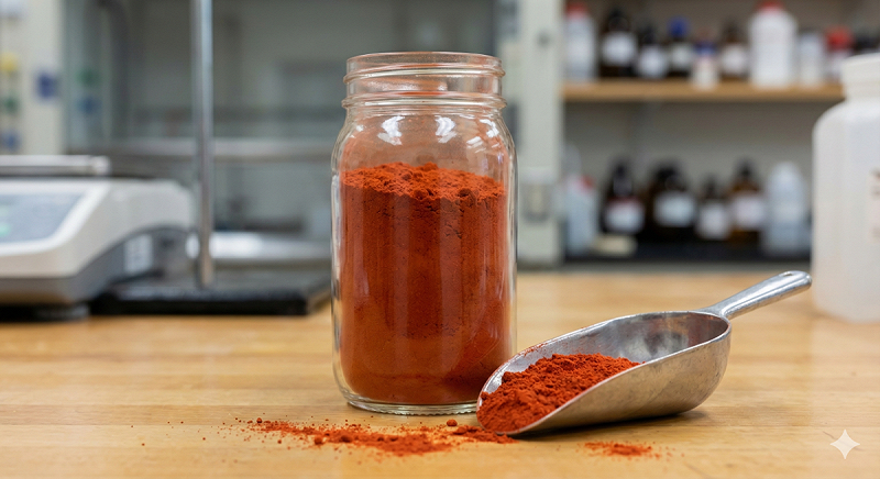 化妝品染蘇丹紅風暴擴大，歐萊德、綠藤等二十項產品受害，已啟動全面回收。（圖為蘇丹紅示意）   圖：Gemin AI生成 / 曾郡秋 製