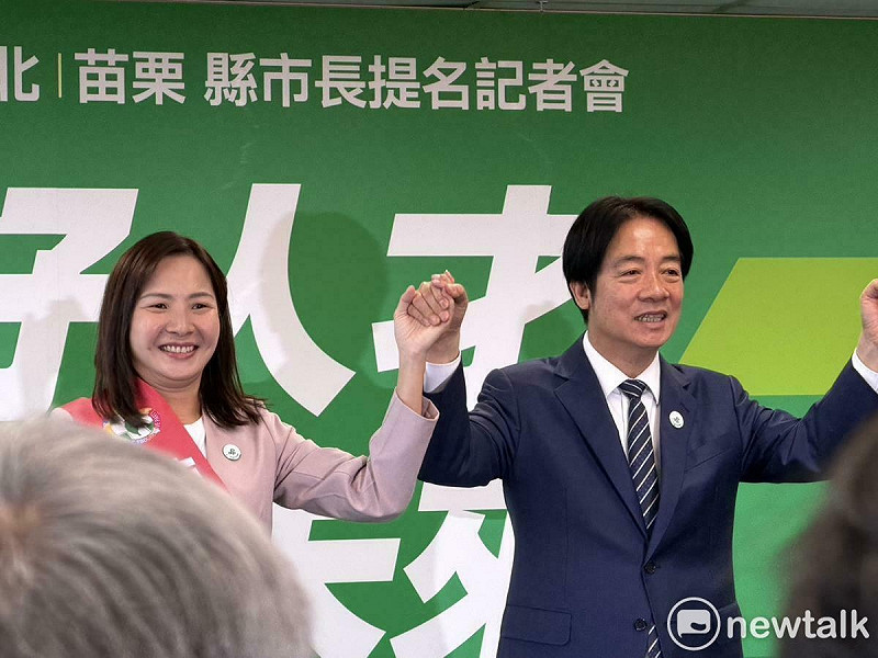  賴清德與苗栗縣長參選人陳品安。 圖：高逸帆／攝 