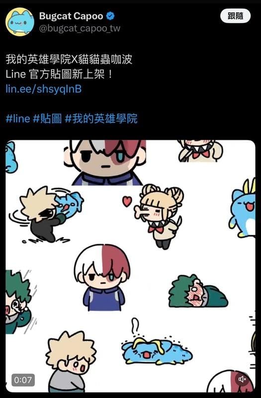 台灣知名文創IP「咖波」與日本動漫聯名，引中國網友不滿。   圖：翻攝自x