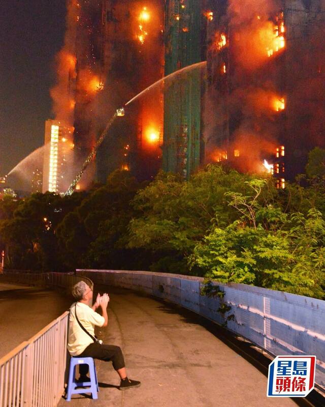 宏福苑大火造成嚴重破壞。   圖：翻攝自 X《Mizuta 水田》