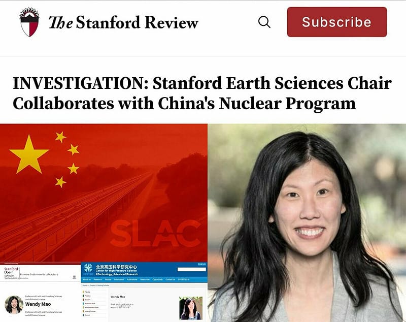 《Stanford Review》近日披露，史丹佛大學地球科學系系主任、同時也是史丹佛材料與能源科學研究中心副主任的毛立文長期與中國核武研發相關機構合作，引發學術與國安疑慮。   圖：翻攝自 X @Byron Wan