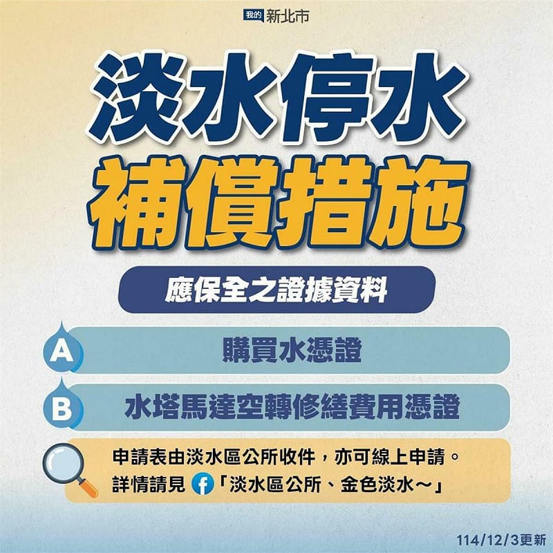 淡水停水補場措施。   圖：新北市府提供