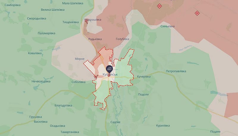 烏克蘭軍隊目標轉往守住庫皮揚斯克，目前該地仍然大部分由烏克蘭掌控。   圖：翻攝自MAKS 25 
