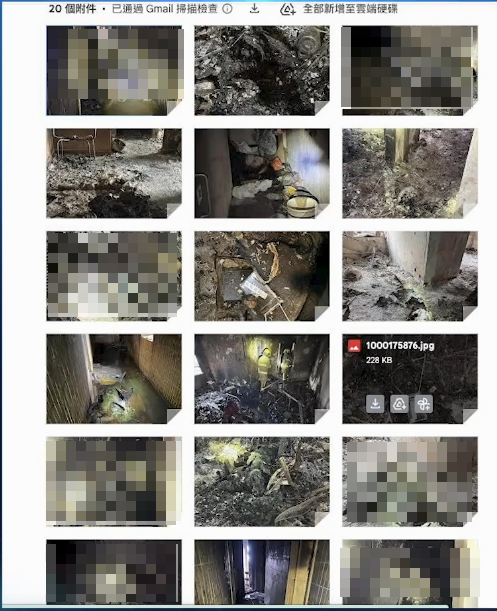 李沐陽公開災難現場內部的照片，只見大樓內部的屍體殘骸觸目驚心。   圖：翻攝自網路節目《新聞看點 李沐陽》