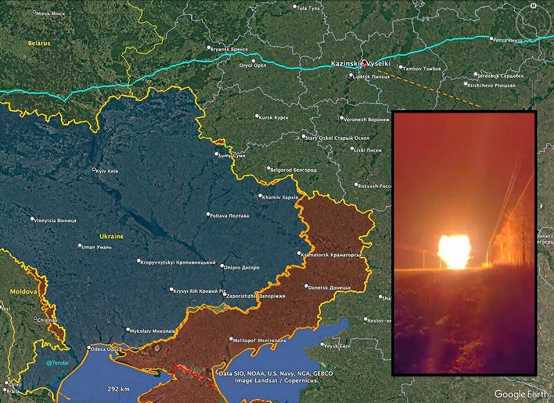 烏克蘭部隊近日重新鎖定俄羅斯境內「德魯日巴」（Druzhba）輸油管線發動攻，並發生爆炸。   圖：翻攝自 X