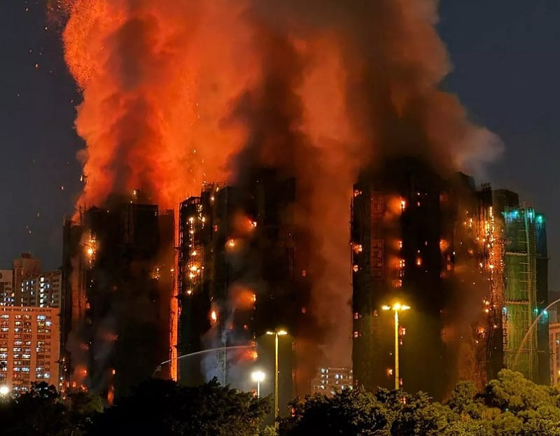 香港宏福苑大火造成最少159人死亡。   圖：翻攝自網路