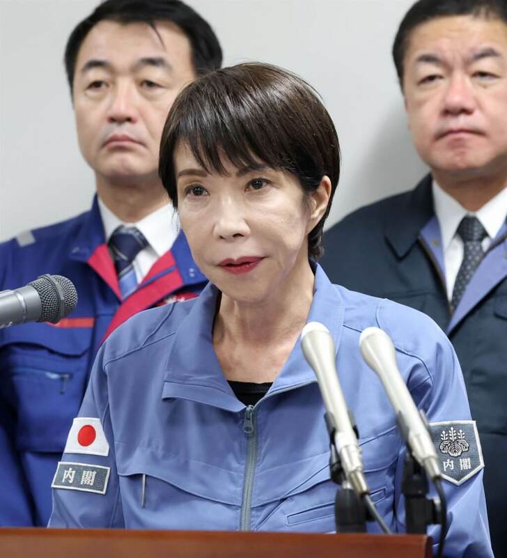 日本首相高市早苗7日於石川縣視察時回應中國軍機對日本自衛隊戰機進行雷達照射事件。（共同社）   