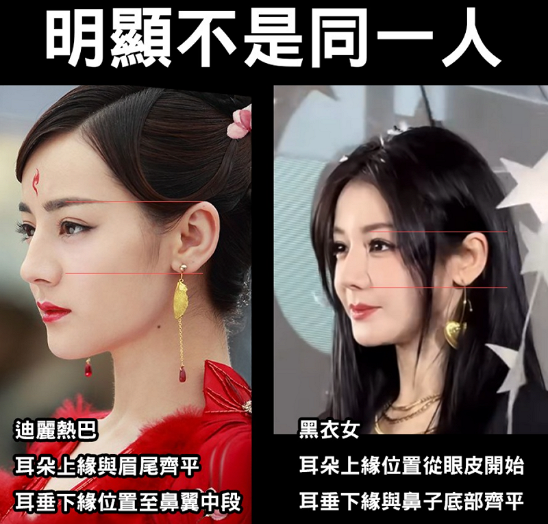 迪麗熱巴出席活動時，被粉絲指出表情呆滯，動作僵硬，懷疑並非迪麗熱巴本人，而是帶著假人頭套的替身，意外掀起外界熱議。   圖：翻攝自Threads