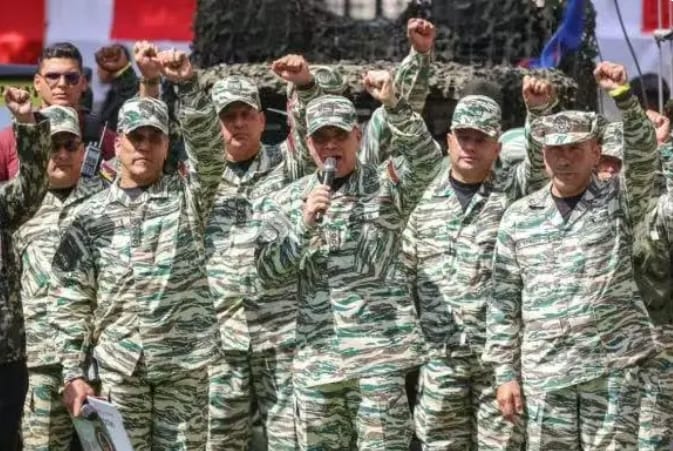 委內瑞拉軍隊表示要抵抗美軍侵略。   圖 : 翻攝自央視新聞