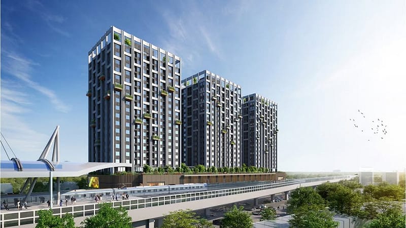 「屏東火車站東側新街段三小段3地號等24筆土地都市更新事業」完工模擬圖。   圖：內政部提供