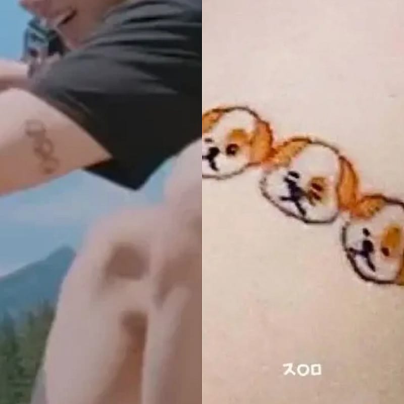 Winter及田柾國被發現疑似有相同的小狗圖案刺青。   圖：翻攝自Threads