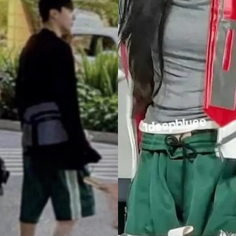 Winter在簽名會上穿著一條與田柾國相似的褲子。   圖：翻攝自Threads