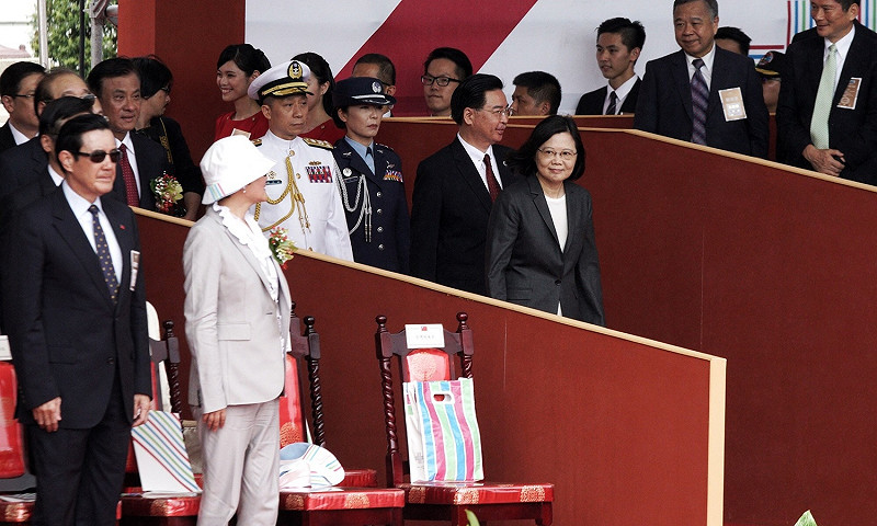 總統蔡英文10日上午出席總統府前的國慶大會活動。&nbsp;&nbsp;&nbsp;圖：張良一/攝