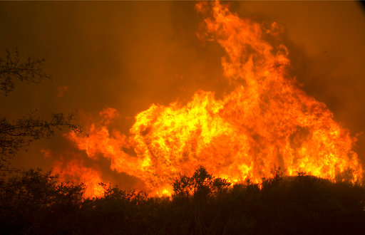 加州森林惡火在風勢助長下延燒超過7萬公頃。   圖：達志影像/美聯社