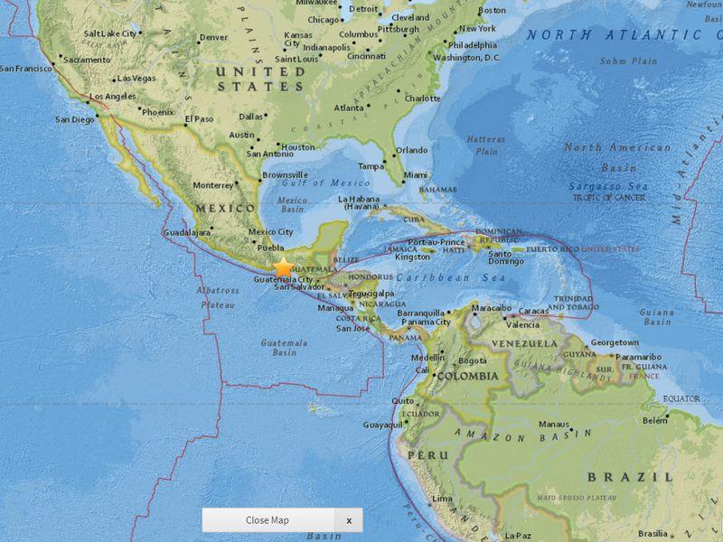 根據美國地質調查所，墨西哥南部13日發生規模5.4的地震，就連首都也輕微有感，截至目前沒有災損通報。   （圖取自USGS網站earthquake.usgs.gov/）
