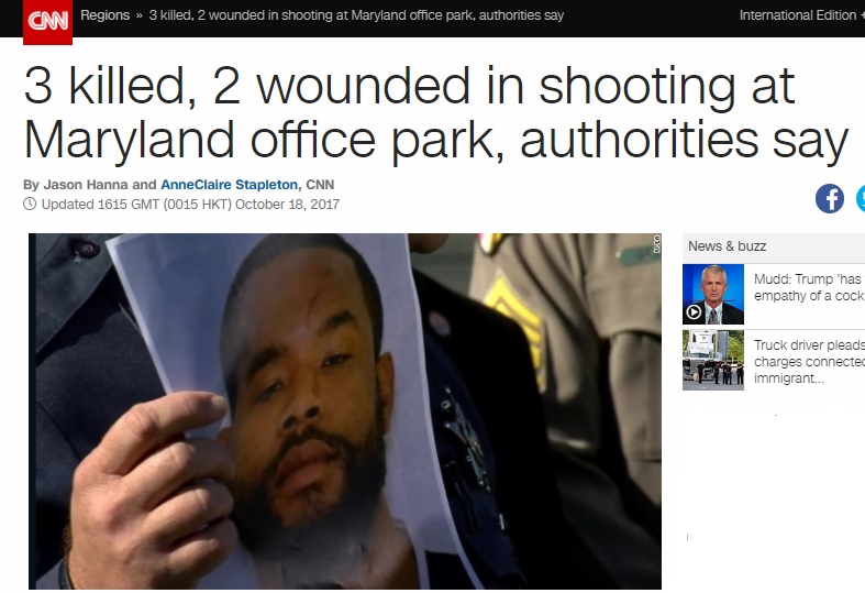 美國馬里蘭州一個商業園區當地時間18日早上發生槍擊案，導致3人死亡、2人受傷。警方確定槍手是37歲的普林斯（Radee Labeeb Prince），展開全面追捕。   圖：翻攝CNN