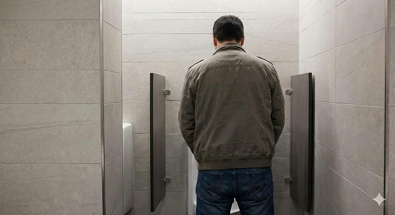 40歲男無痛血尿誤認肥大，醫驚見攝護腺口珊瑚礁癌腫，已擴散晚期。   圖：Gemini 生成／曾郡秋 製