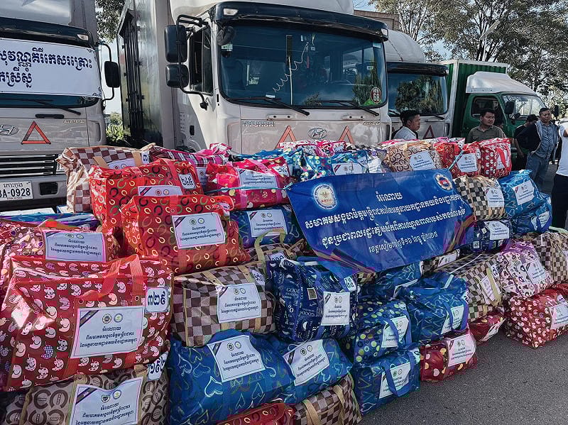 將送往柬埔寨邊境的盟國物資。&nbsp;&nbsp;&nbsp;圖：謝莉慧/攝