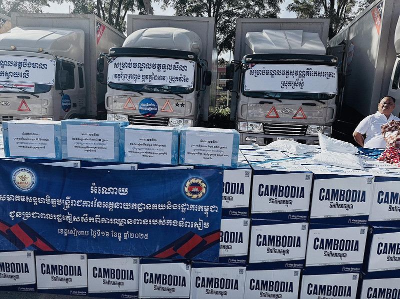 將送往柬埔寨邊境的盟國物資。&nbsp;&nbsp;&nbsp;圖：謝莉慧/攝