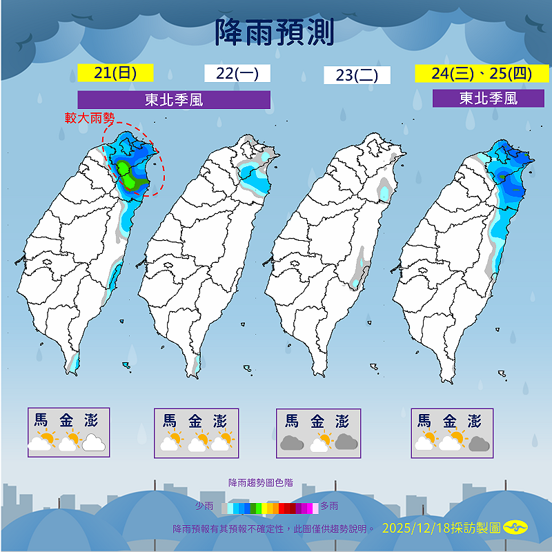 未來一週降雨趨勢。&nbsp;&nbsp;&nbsp;圖：氣象署／提供